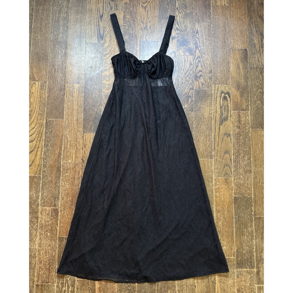 Danielle Bernstein Dress Womens XS Black New Lace Illusion Panel Midi NWT